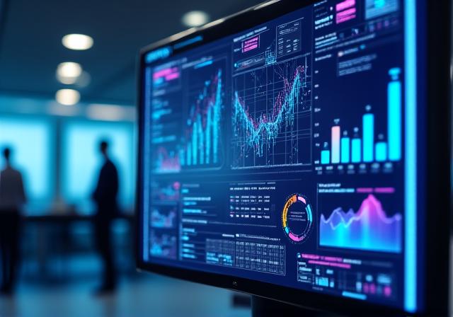 Interfaccia di una dashboard analitica moderna con grafici AI